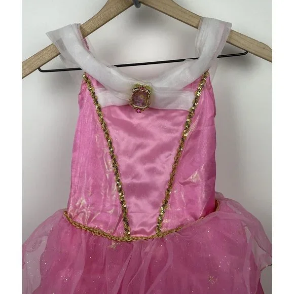 Disney Store PRINCESS Aurora Costume Dress Sleeping Beauty Pink Gold7/8 7 8